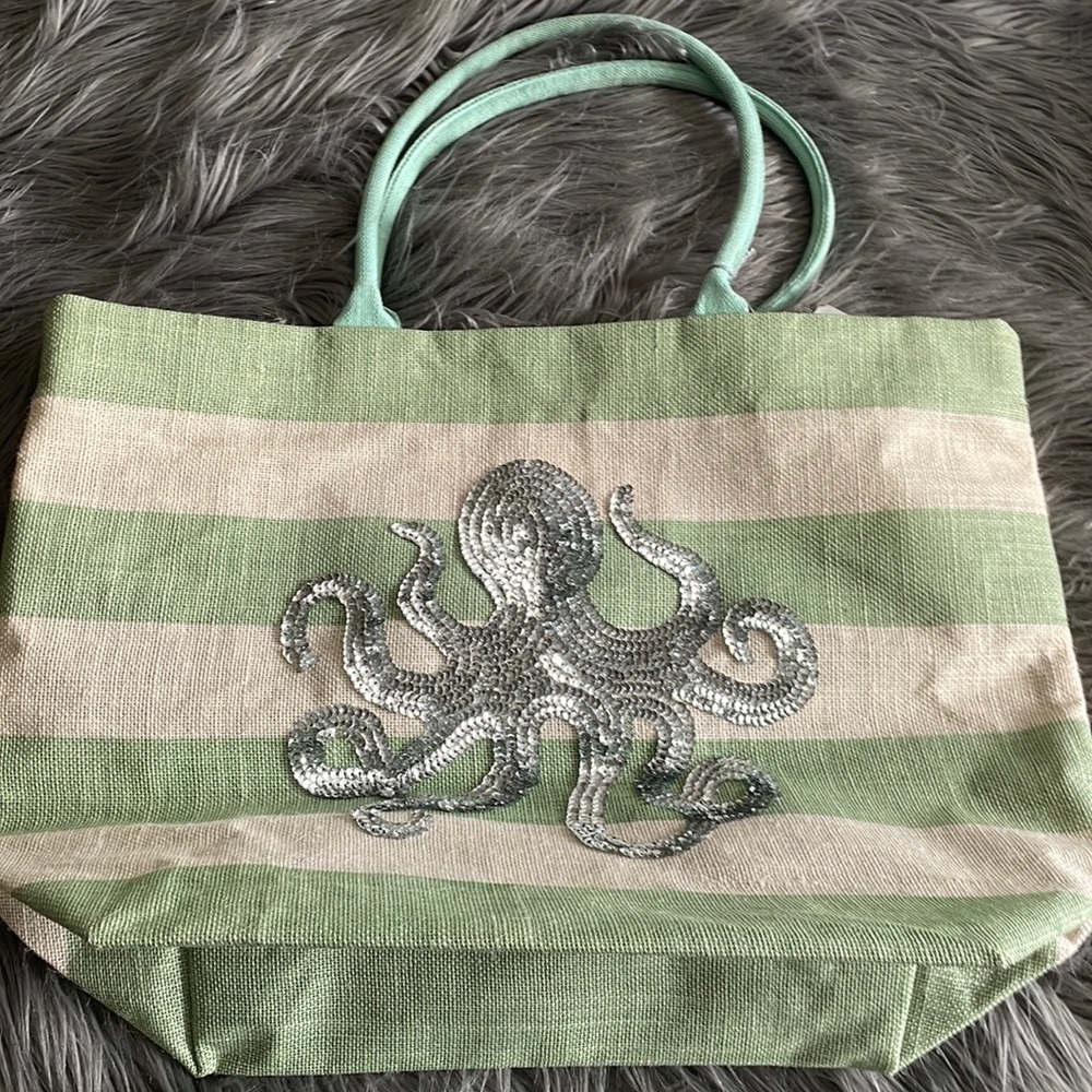 NWT..Linen Sequin Beach/Anywhere Tote